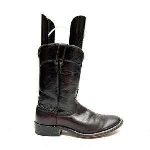 Vintage 1980s men’s very dark red leather pull on mid calf wearer roper boots
